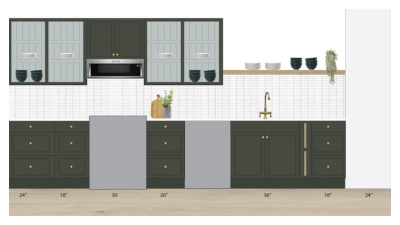 A rendering of a craftsman kitchen. 