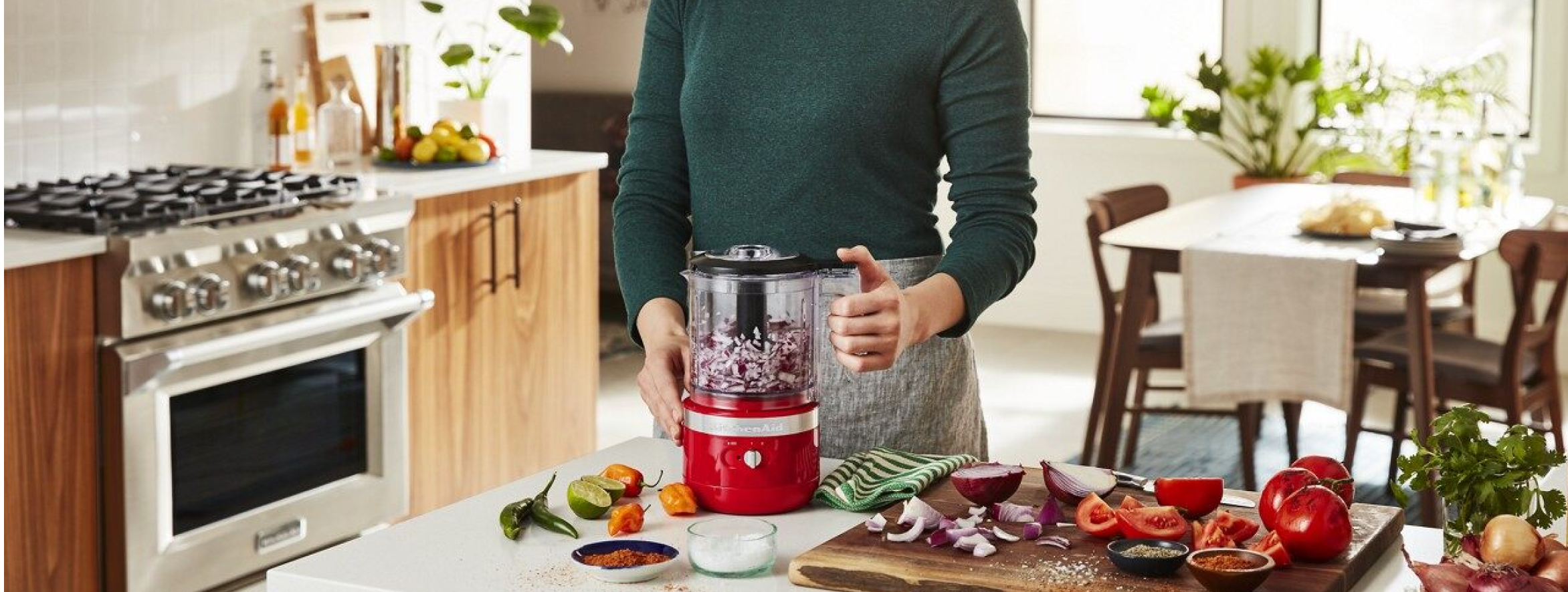 Person using a food chopper