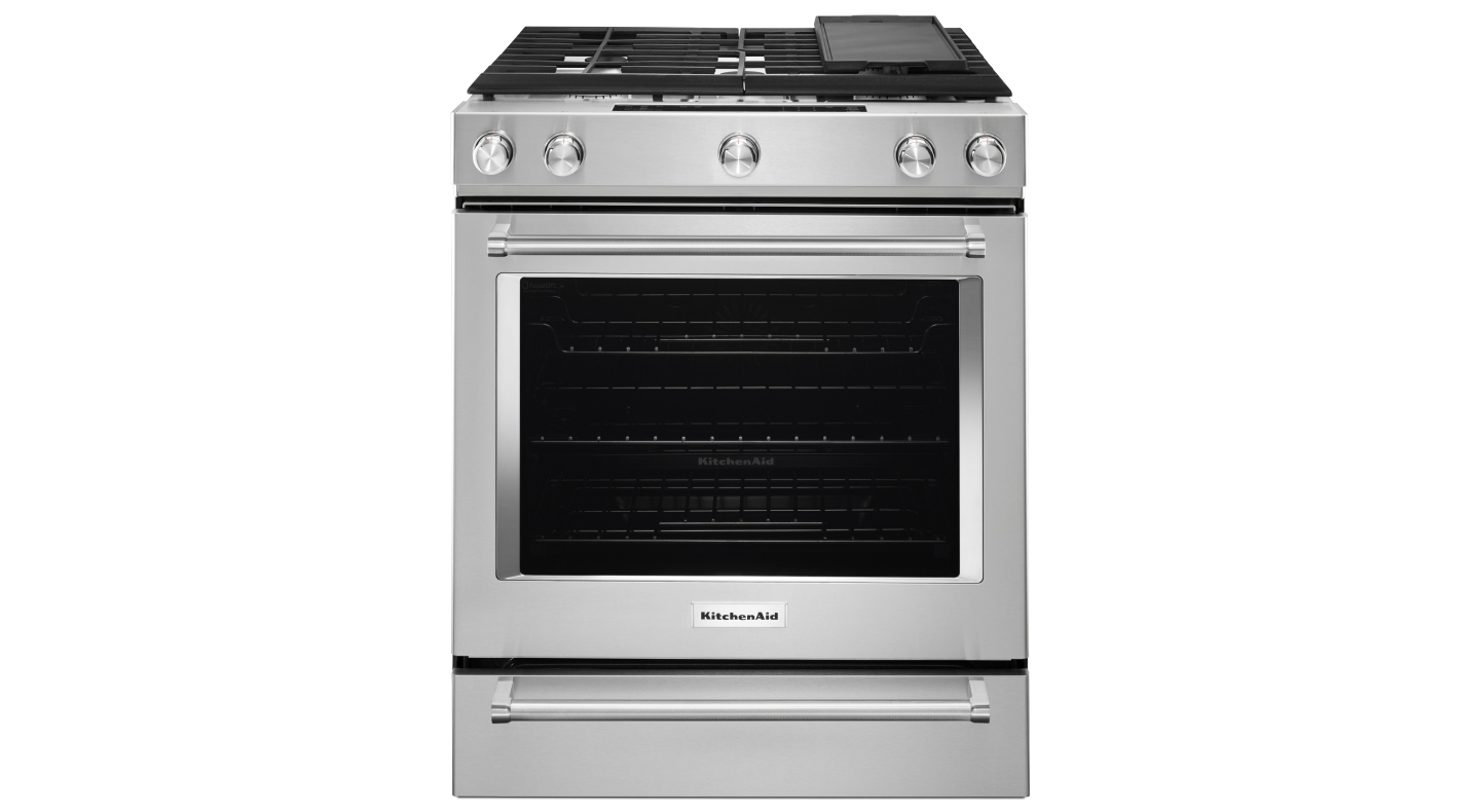 Kitchenaid® 30-Inch 5-Burner Dual Fuel Convection Slide-In Range With Baking Drawer
