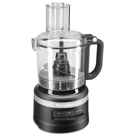 A 7 Cup Food Processor in Matte Black.
