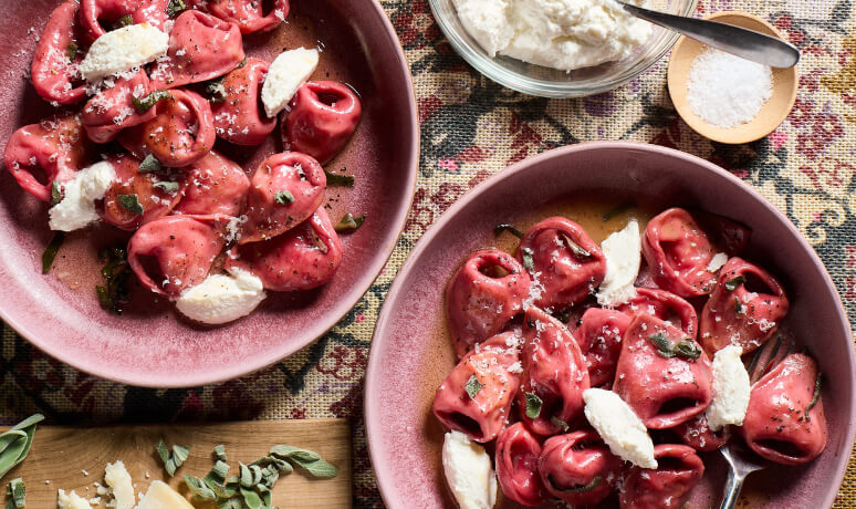 Beetroot tortellini