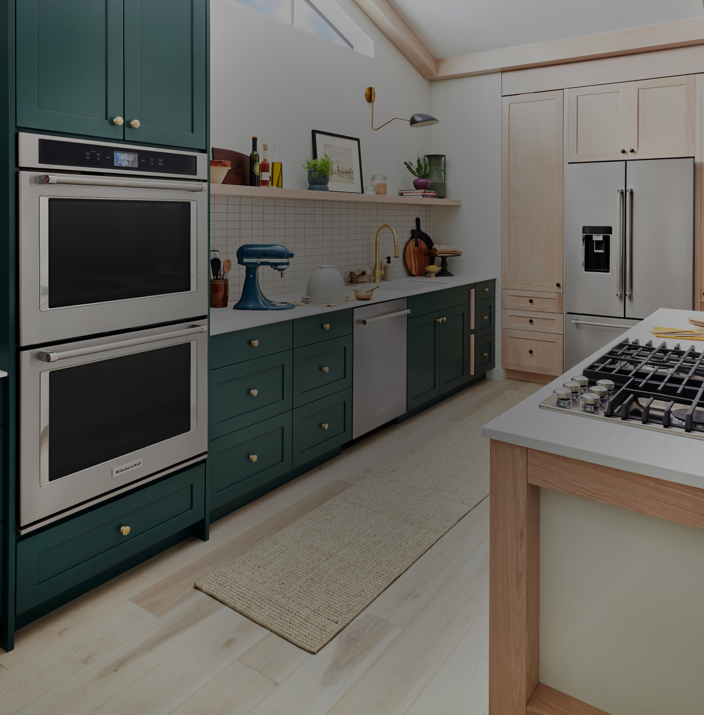 A kitchen with a KitchenAid® wall oven combo.