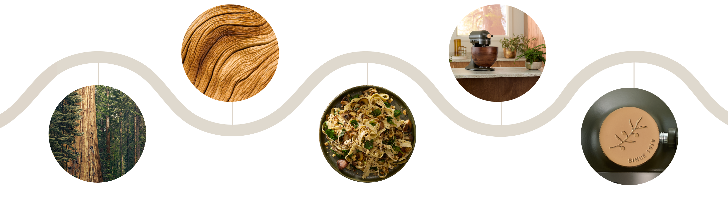 A wavy timeline demonstrating how the design series was chosen.