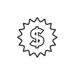 Flashing dollar sign icon.