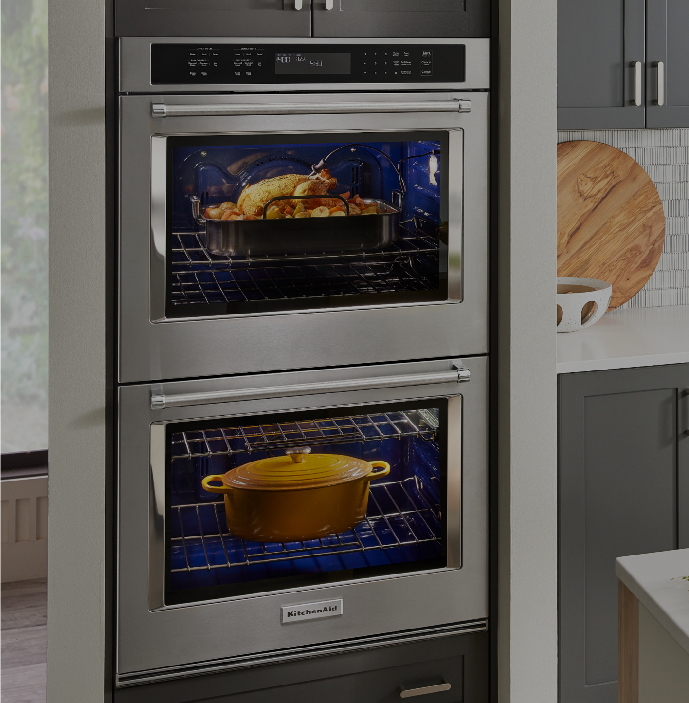 An open KitchenAid® wall oven.