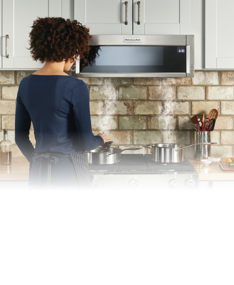 Cooking on a KitchenAid range.