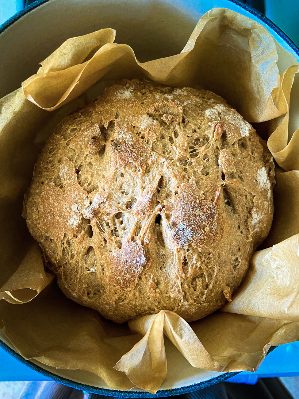 A small circular loaf of freshly baked bread.