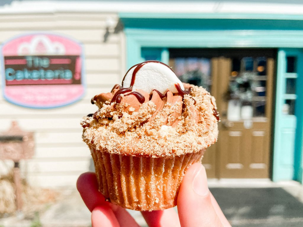 A single, delicious cupcake from The Caketeria.