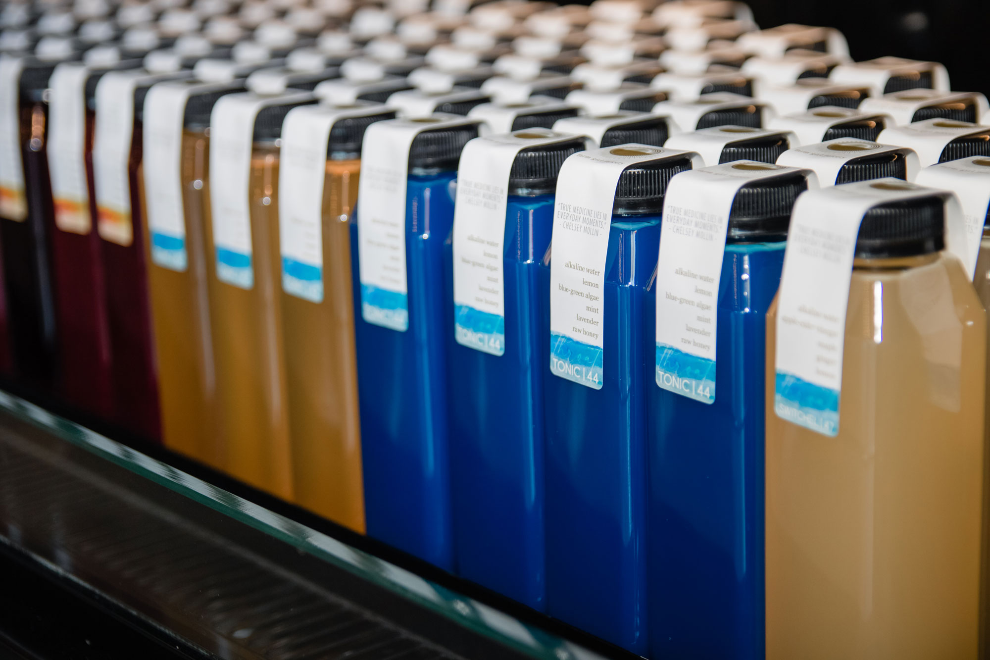 Large containers of tonic.