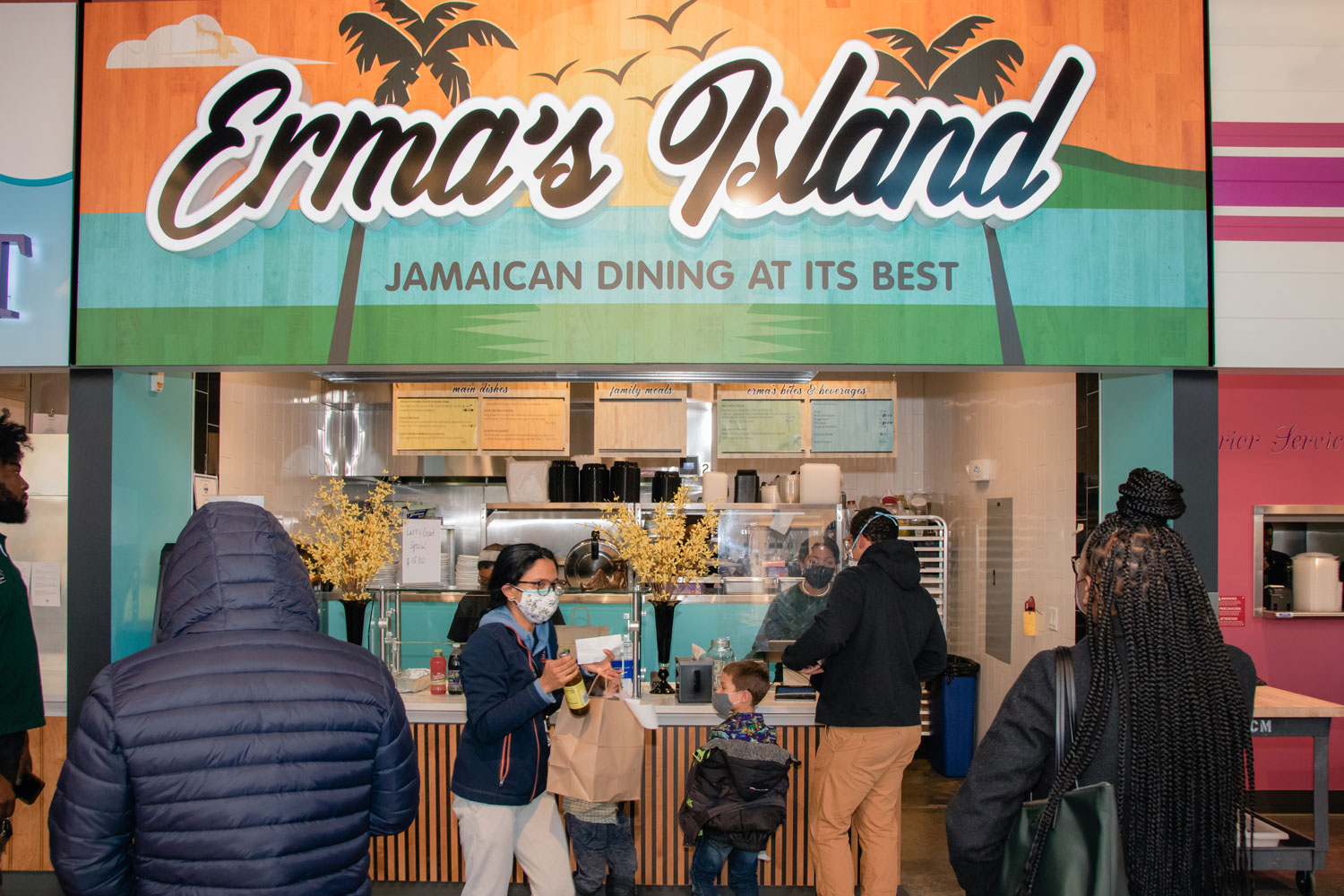 The colorful interior of Erma's Island, Jamaican Dining At Its Best.