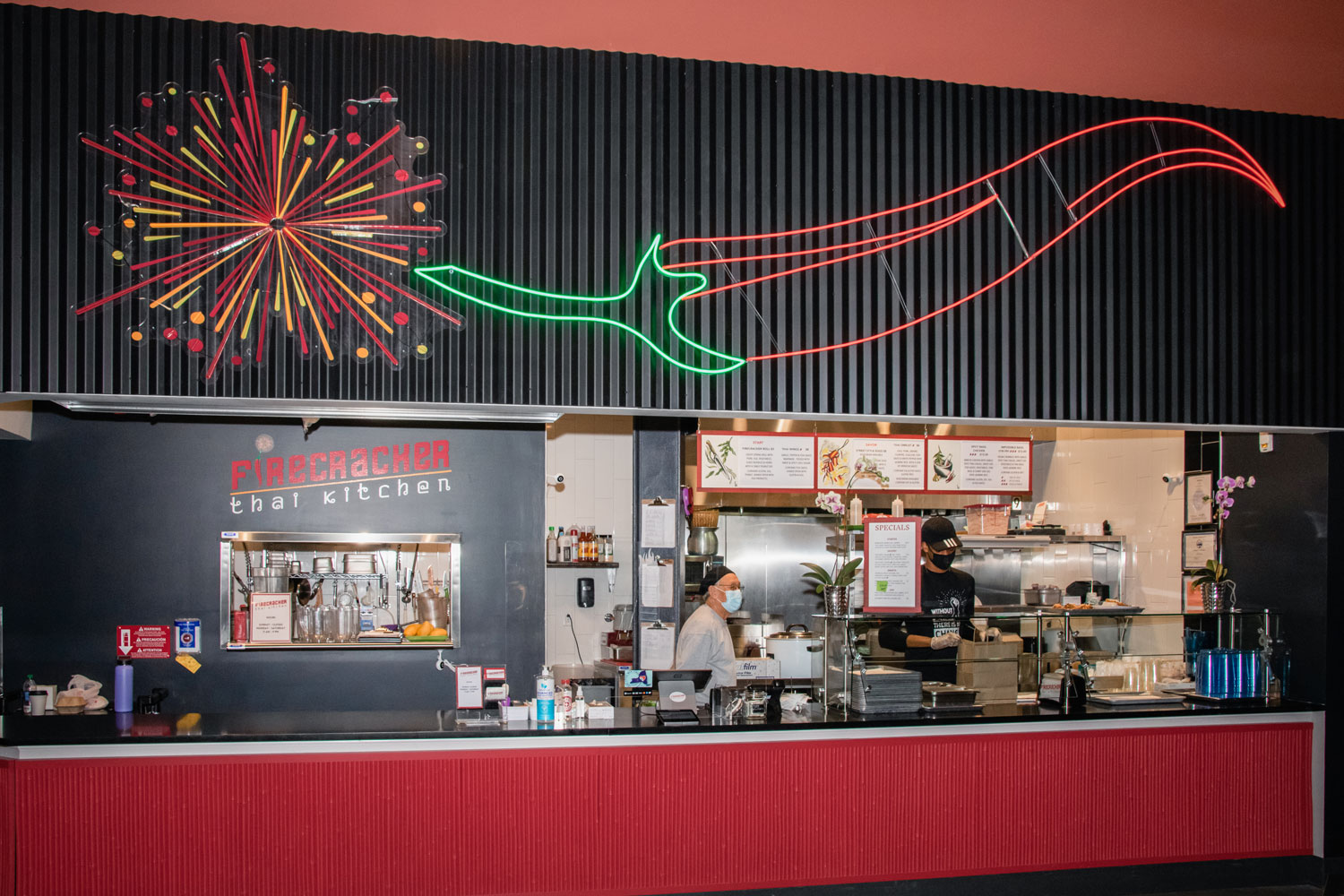 The interior of Firecracker, Thai Kitchen.