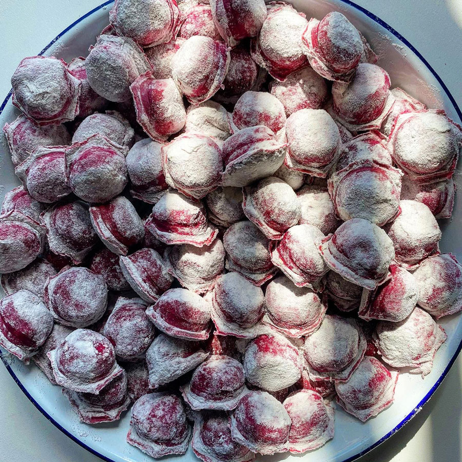 Beetroot tortellini.