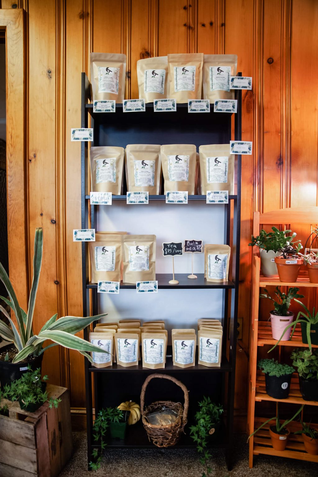 A variety of tea in individual brown bags.