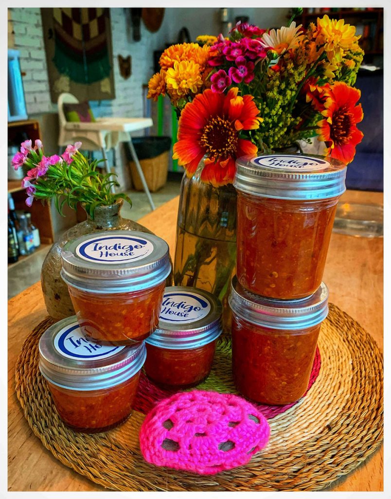 Small glass jars of chili paste.