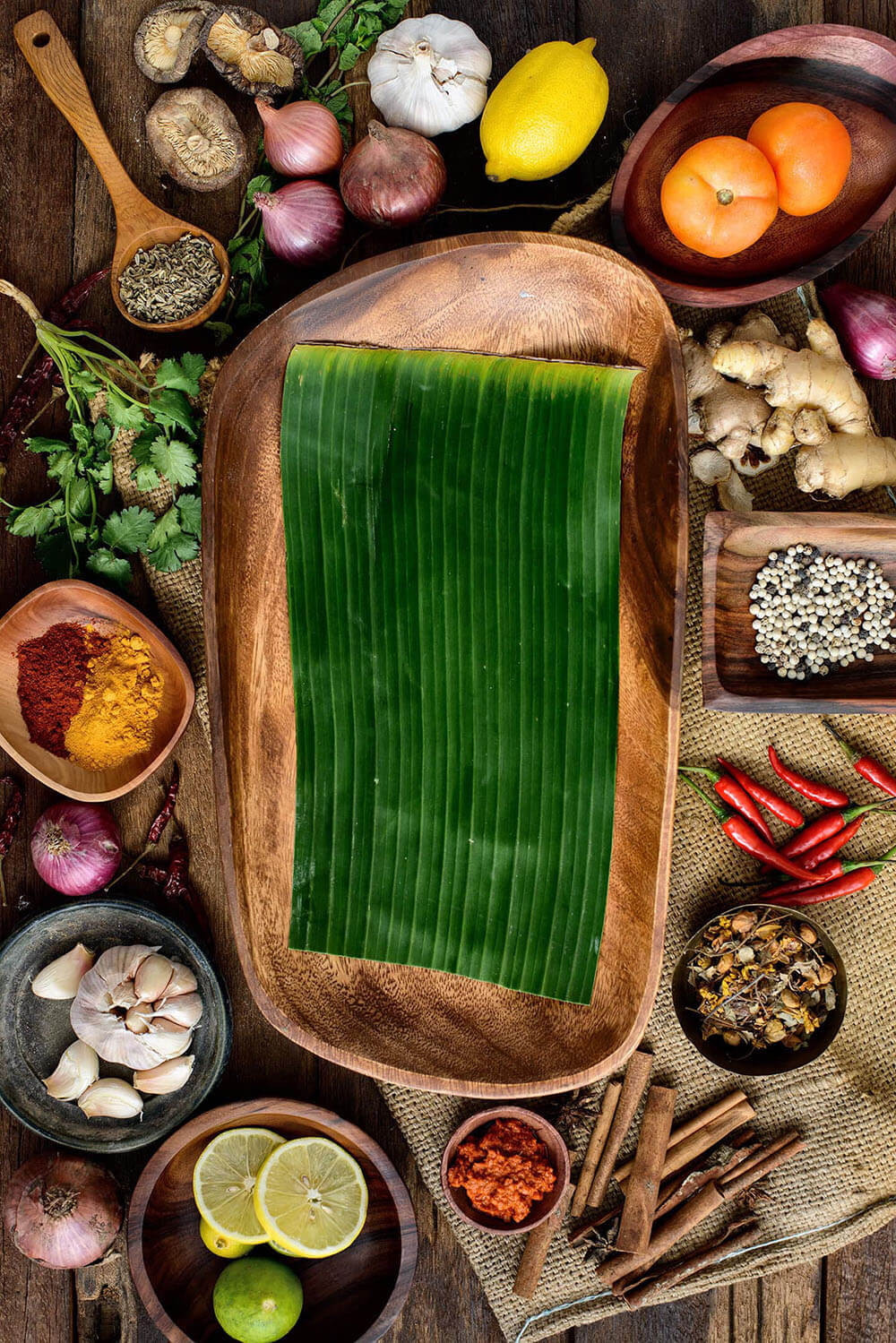 A flattened amboo leaf ready to be prepared.