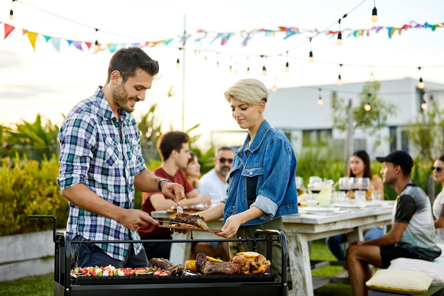 People enjoying food.