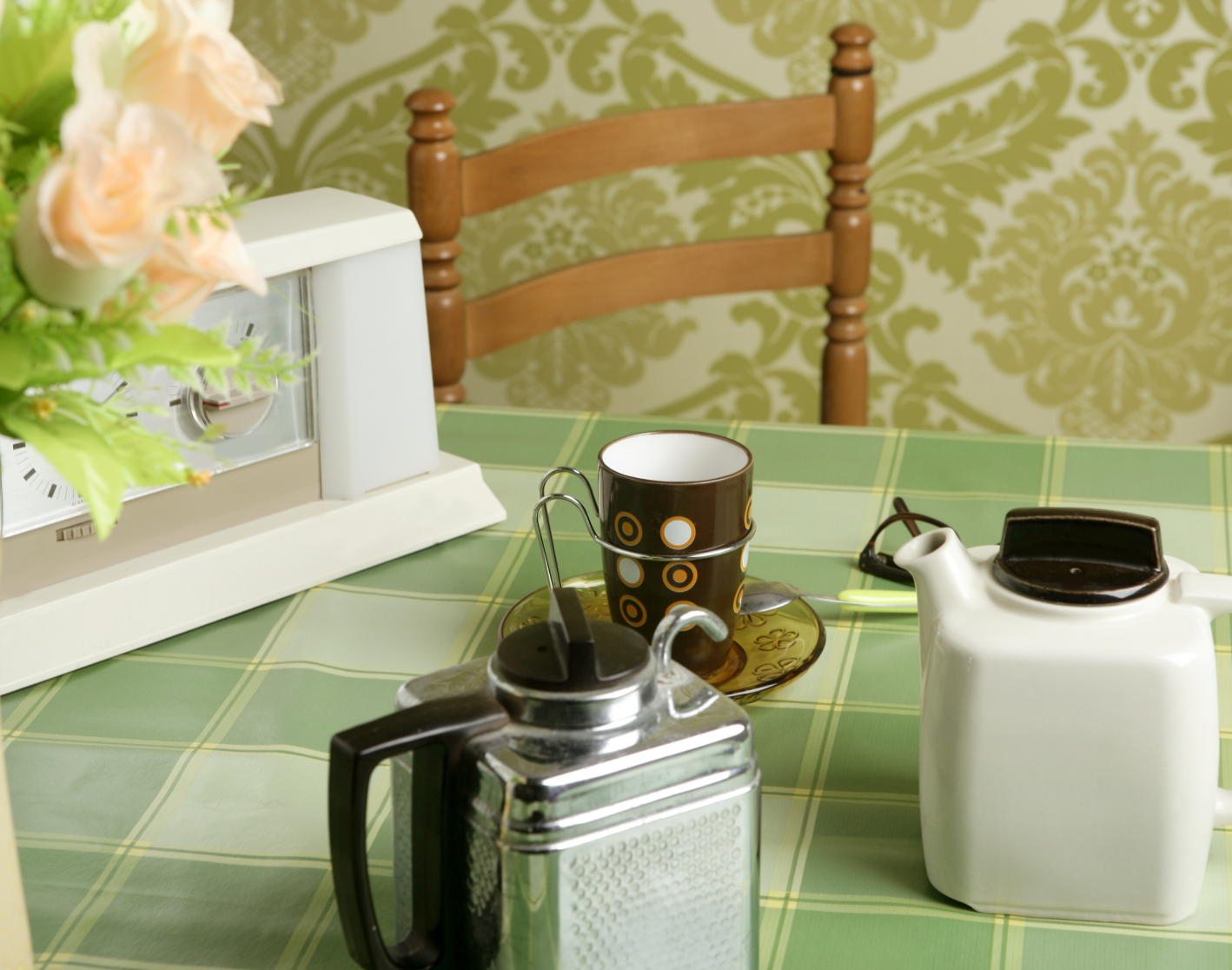 Retro coffee maker on a kitchen table