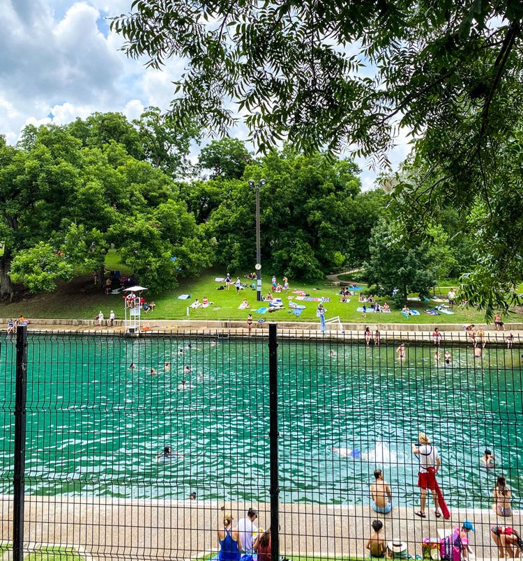 People swimming in Barton Springs.