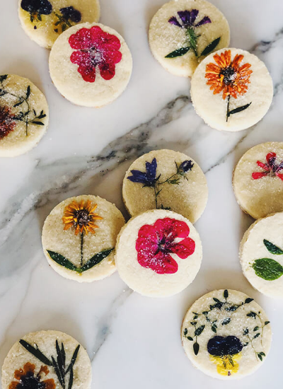 Flower Pressed Shortbread Cookies