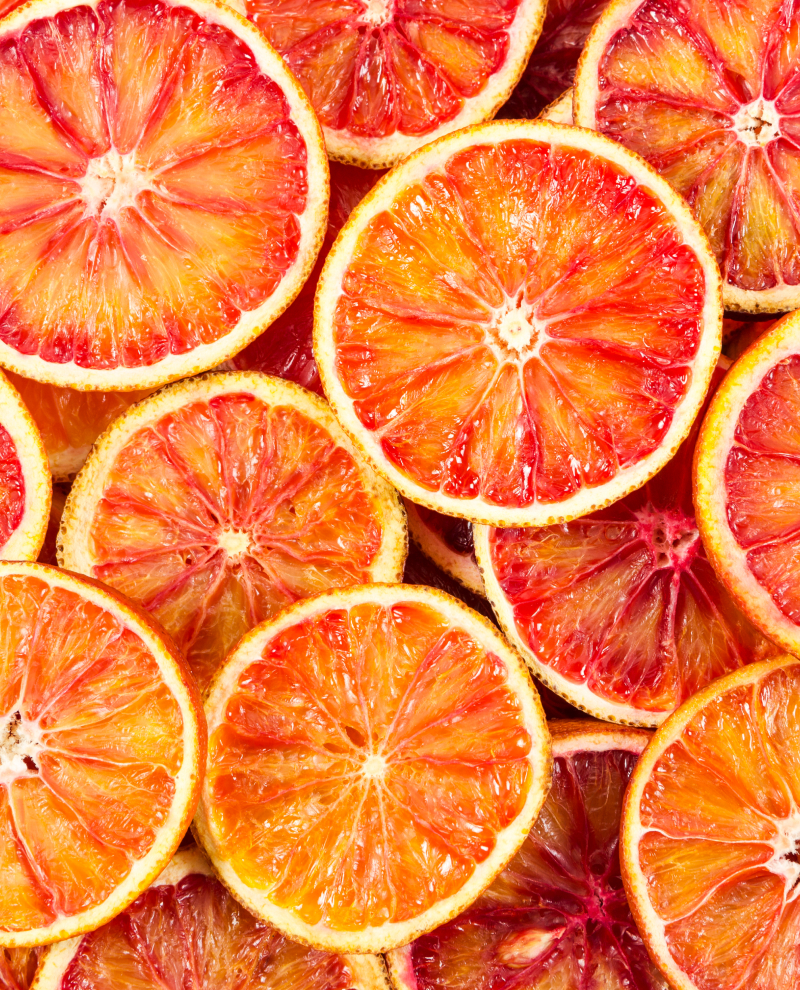 A series of sliced tangerines.
