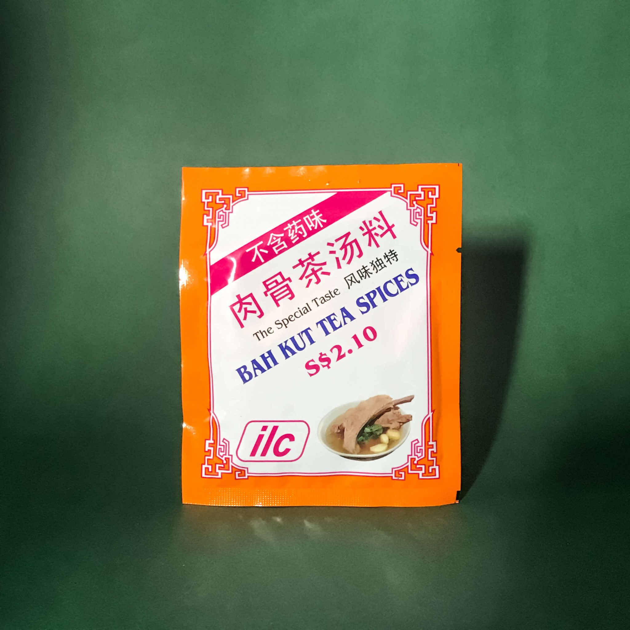 A small packet of ILC Bah Kut Tea Spices.