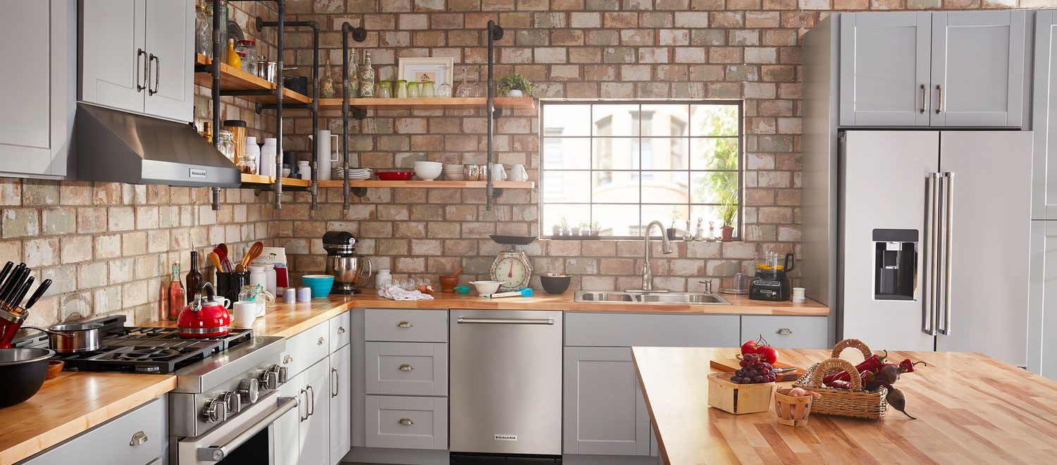 A large, well-stocked kitchen.