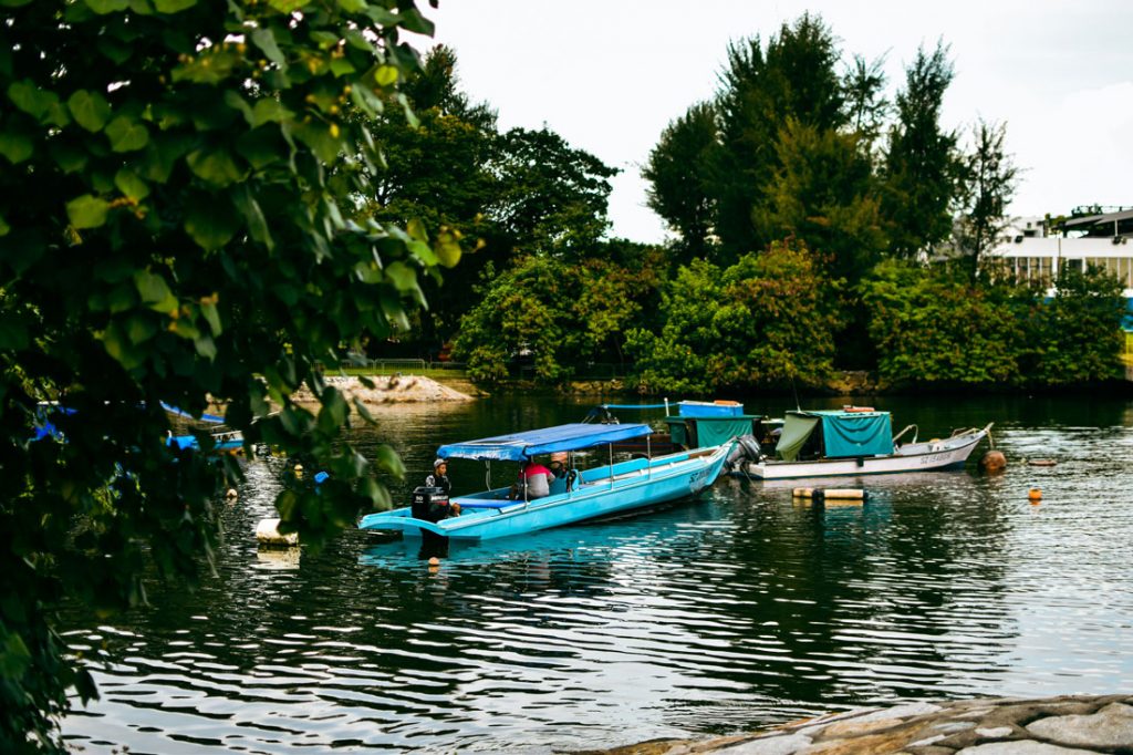 Fishermen waiting in the harbor.