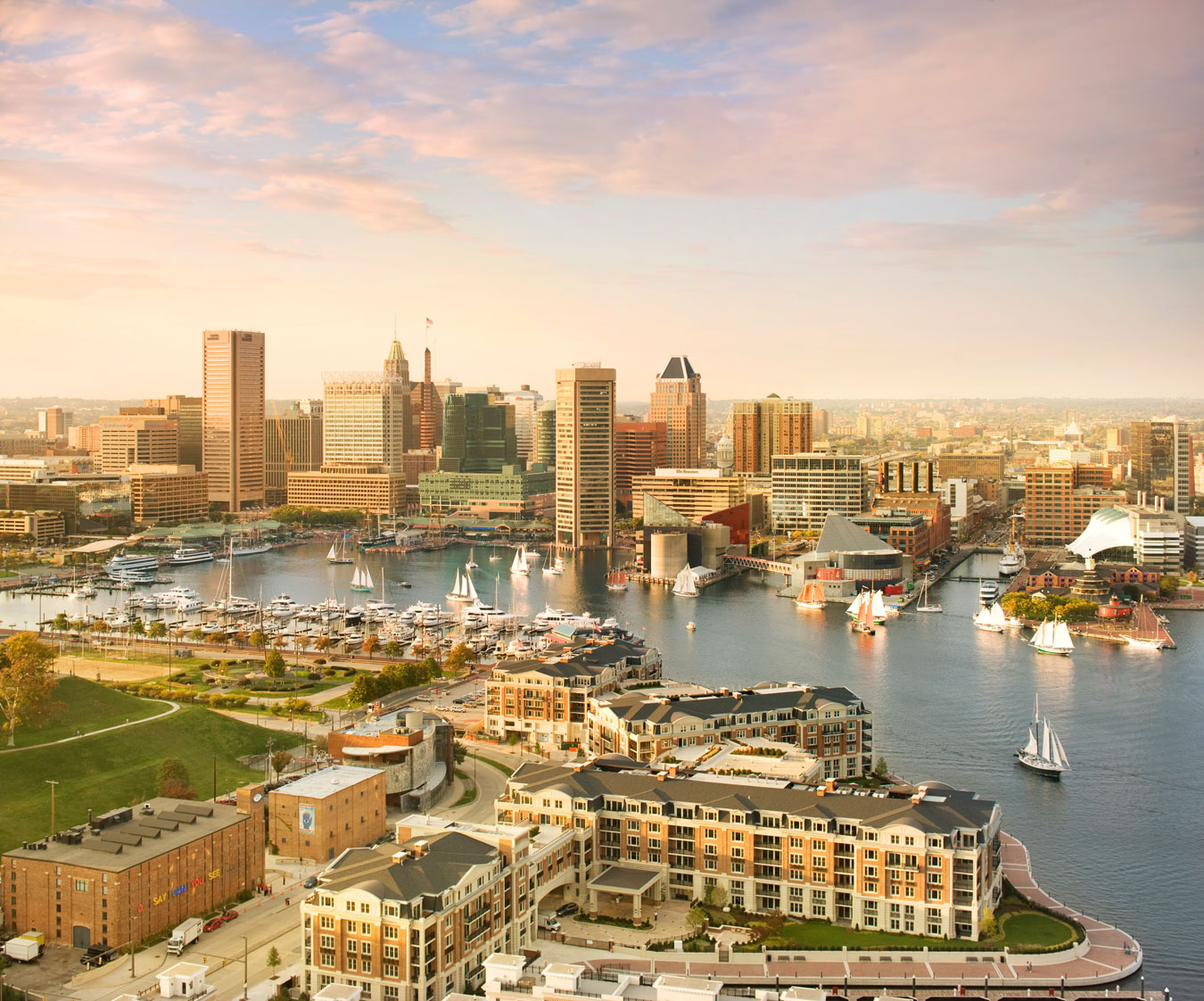 A beautiful afternoon cityscape of Baltimore, Maryland.