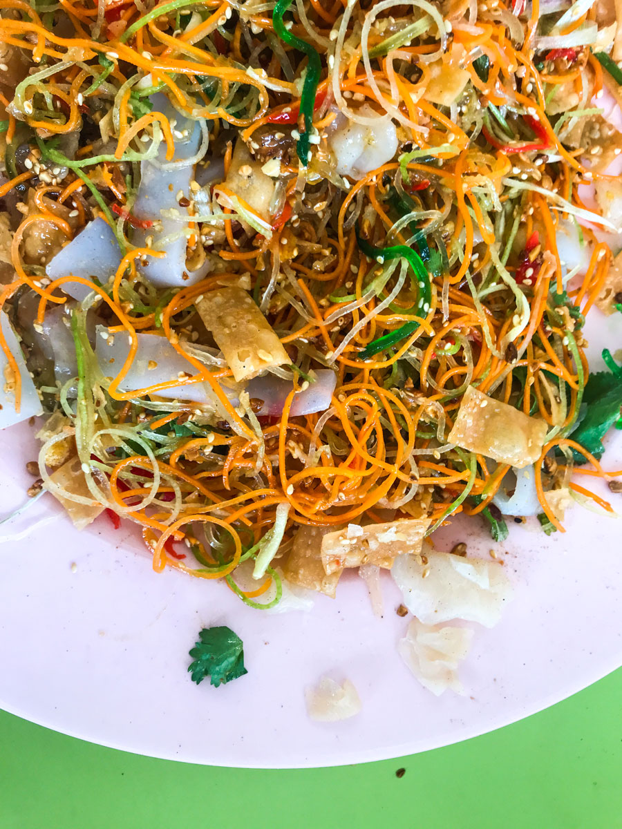 A mixed raw fish salad.