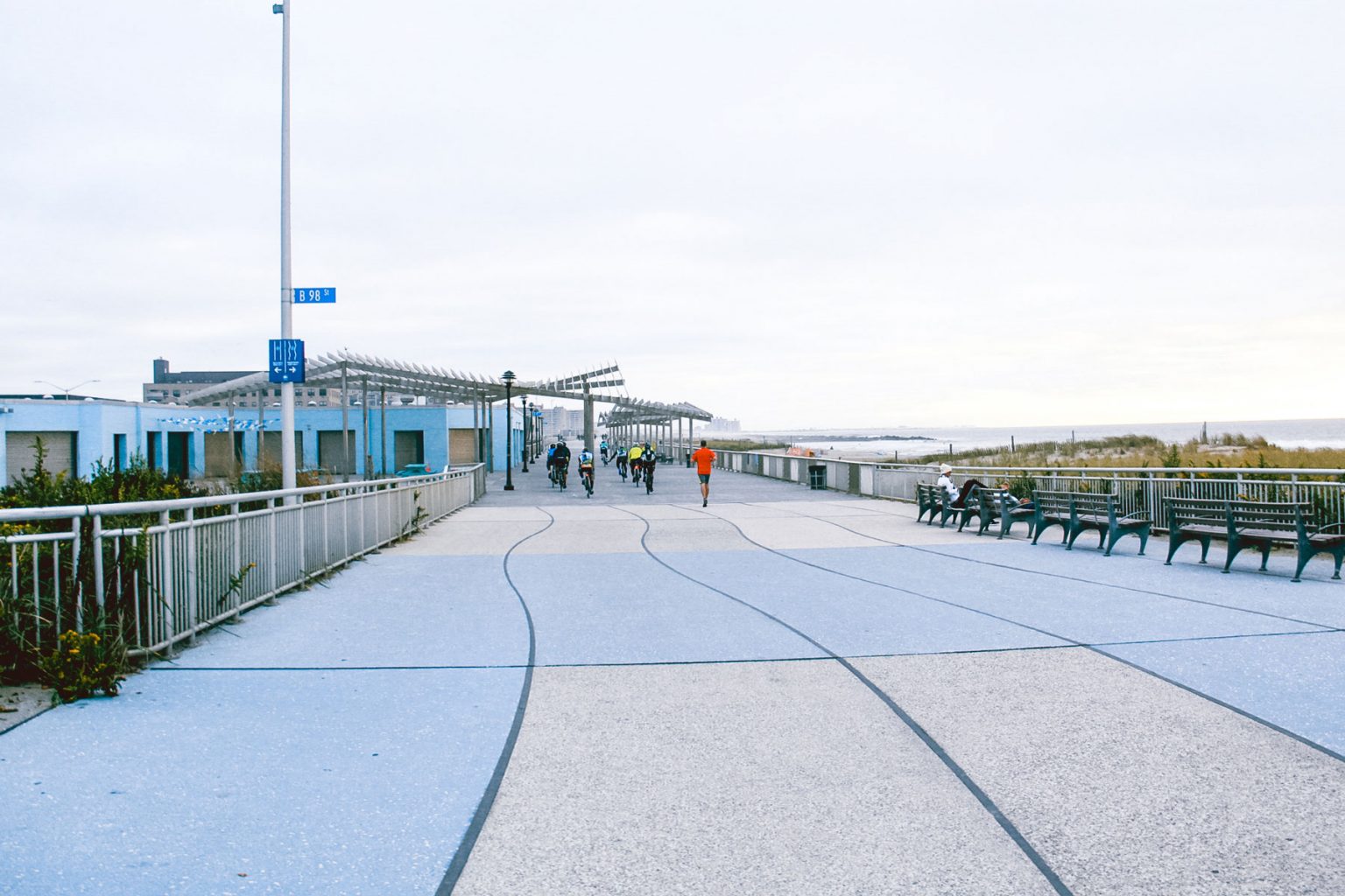 Boardwalk along a beach.