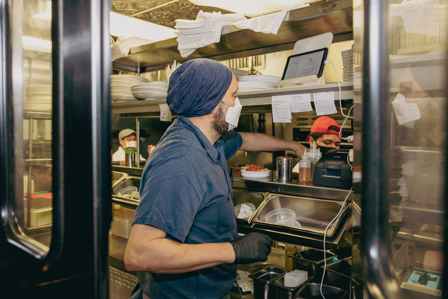 A chef working in the kitchen.