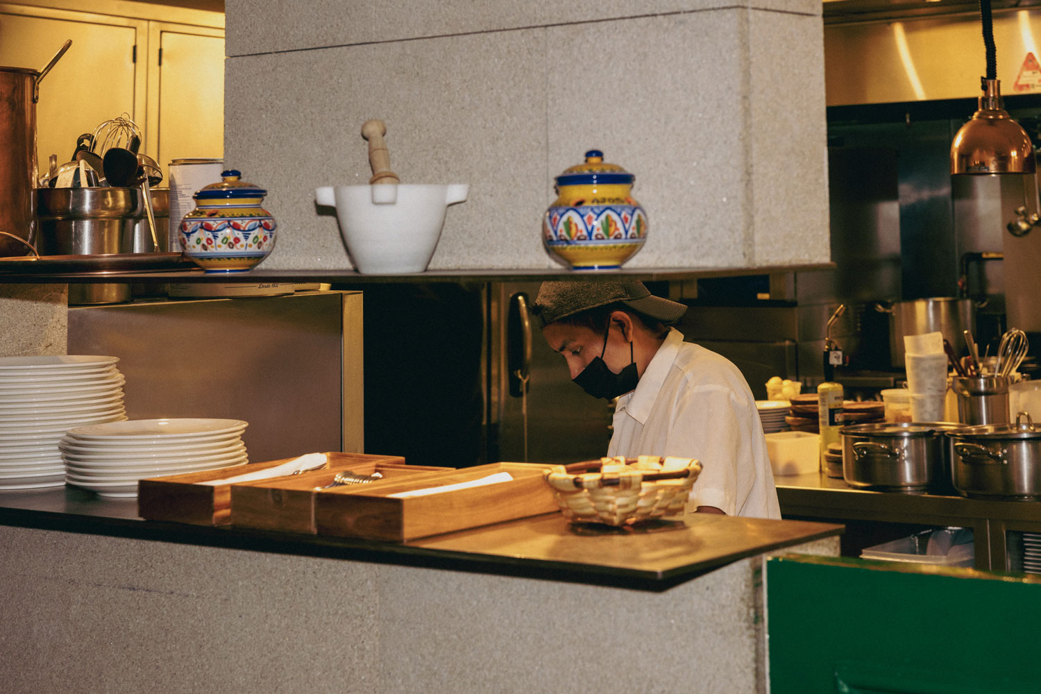 A chef working in the kitchen.