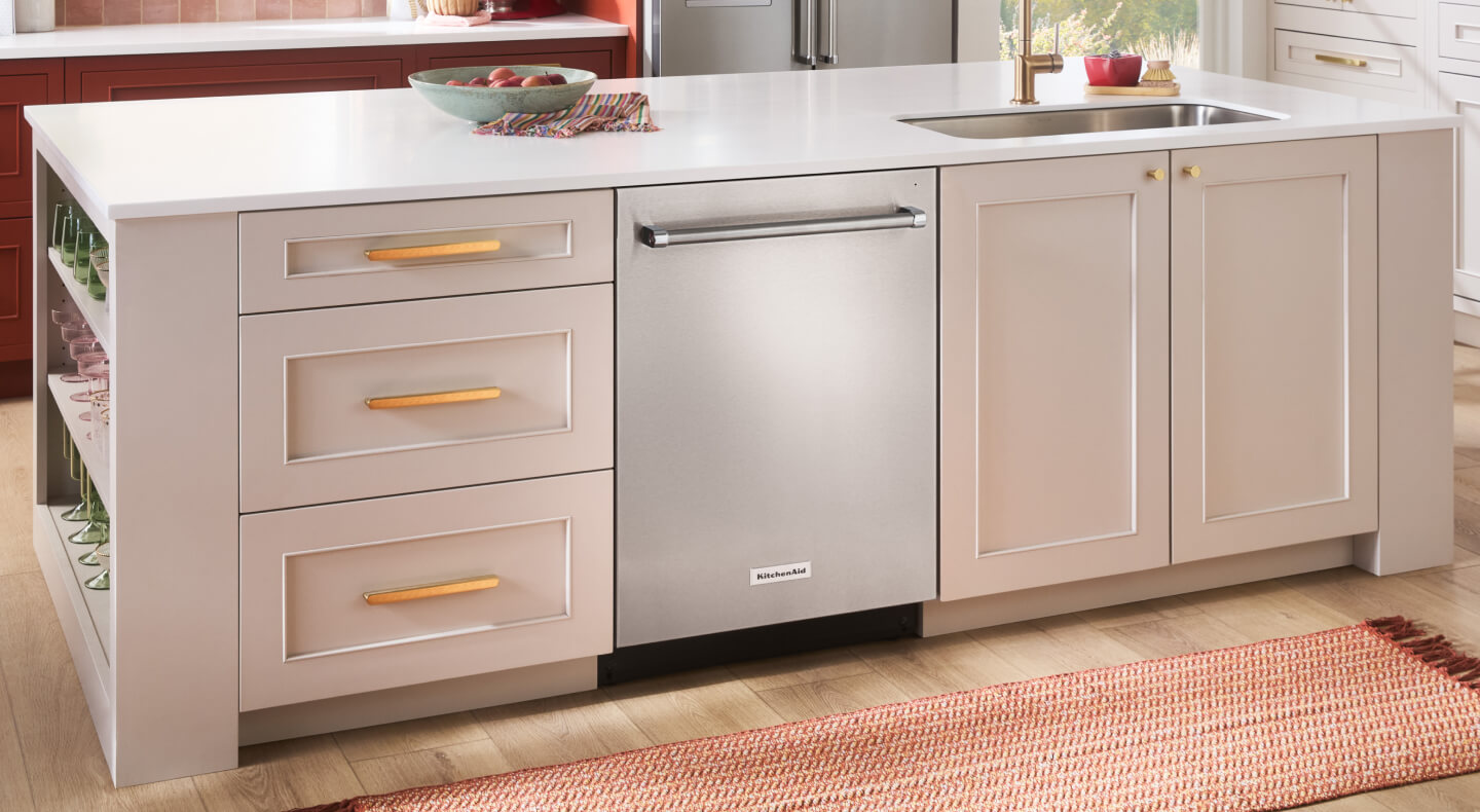 Stainless steel dishwasher in a bright kitchen