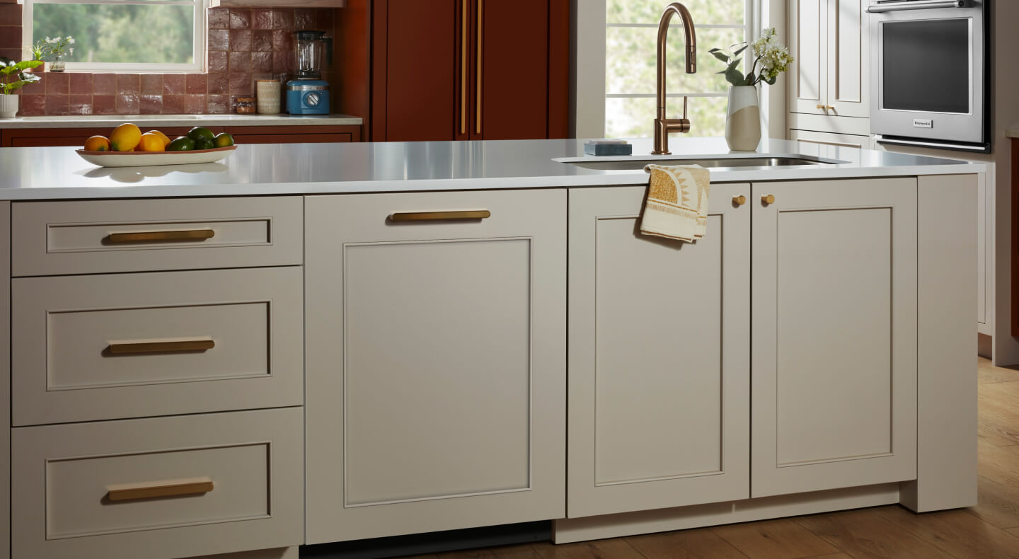 Panel-ready dishwasher in a modern kitchen