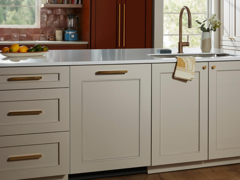 Panel-ready dishwasher in a modern kitchen