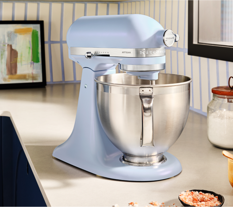 An Artisan® Series Stand Mixer and K400 Blender in Hibiscus.