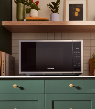 Countertop microwave in a modern kitchen