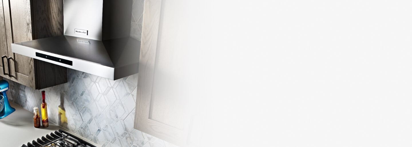 KitchenAid® kitchen hood over a gas cooktop