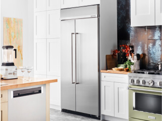 Side-by-side refrigerator in a modern kitchen
