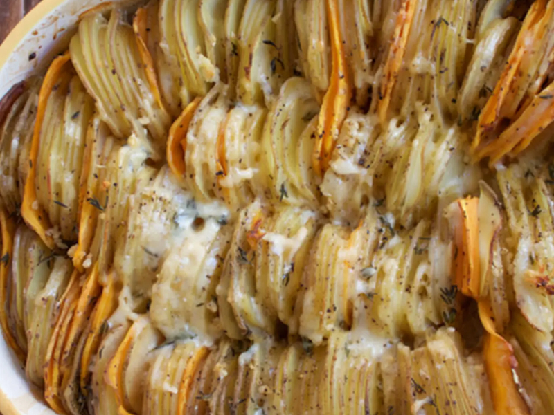 Hasselback potato gratin