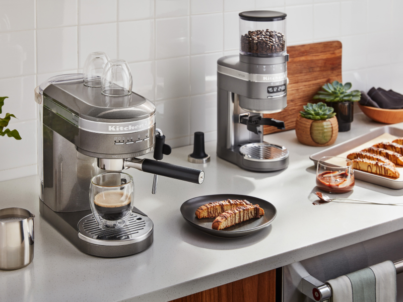 KitchenAid® espresso maker next to homemade biscotti KitchenAid® espresso maker next to homemade biscotti