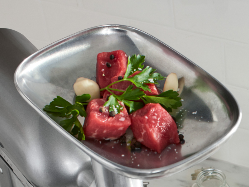 Raw meat on a scale Raw meat on a scale