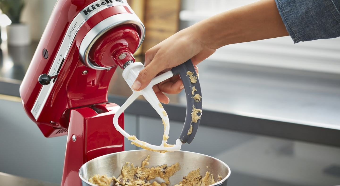 KitchenAid brand flex edge beater mixing cookie dough