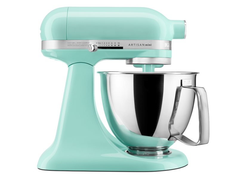A teal KitchenAid® mini stand mixer.