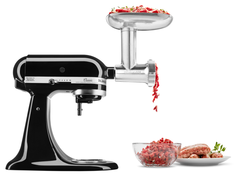 A KitchenAid® Food Grinder Attachment.
