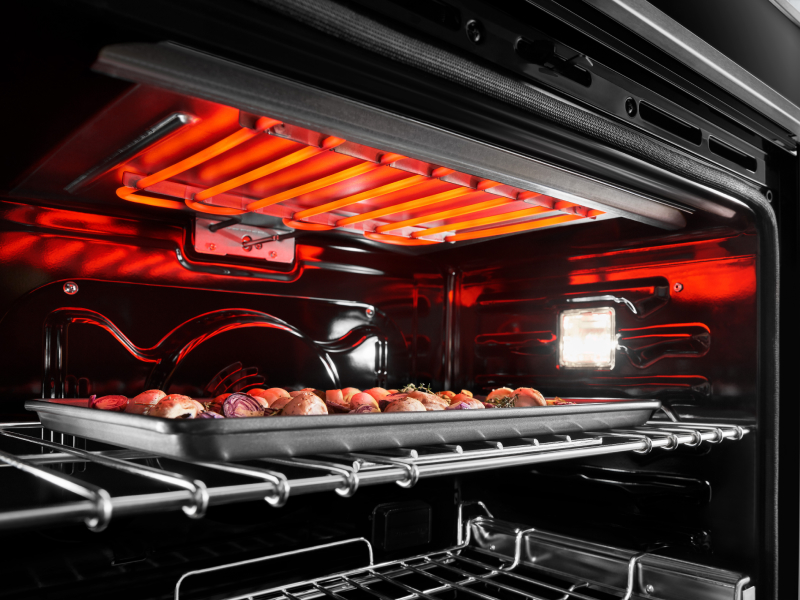 An active broil element broiling food