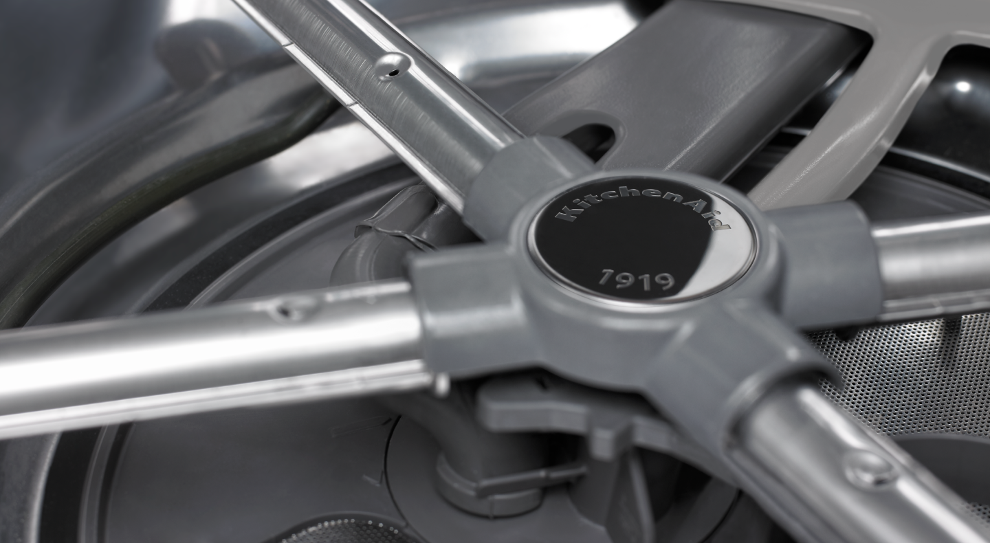 Close up of KitchenAid® dishwasher spray arm Close up of KitchenAid® dishwasher spray arm