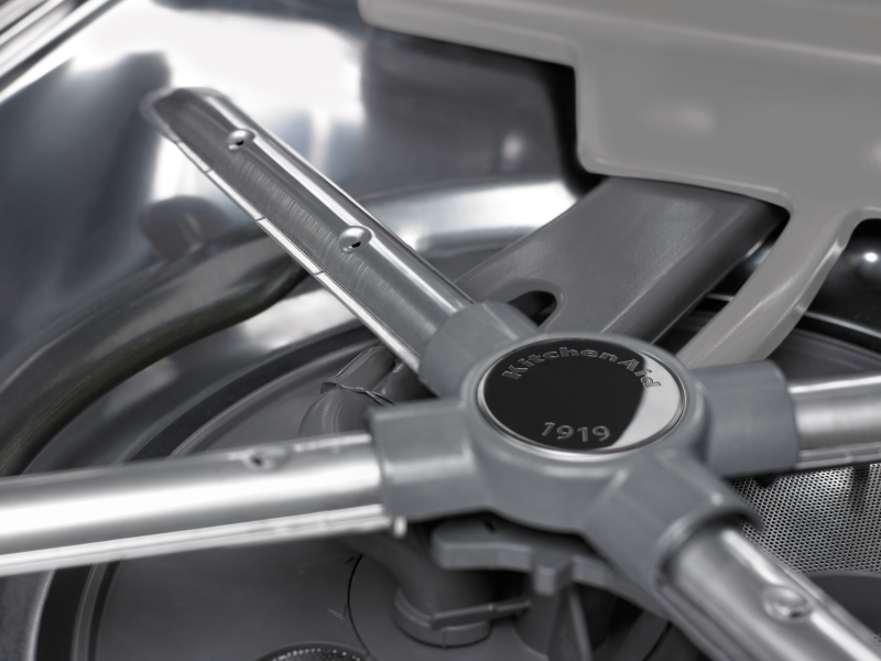 Close up of KitchenAid® dishwasher spray arm Close up of KitchenAid® dishwasher spray arm
