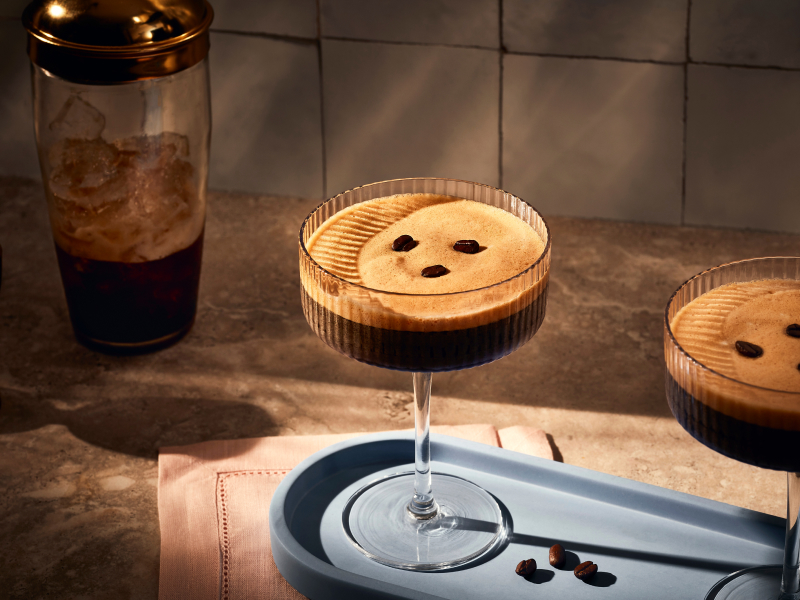 An espresso martini. An espresso martini.