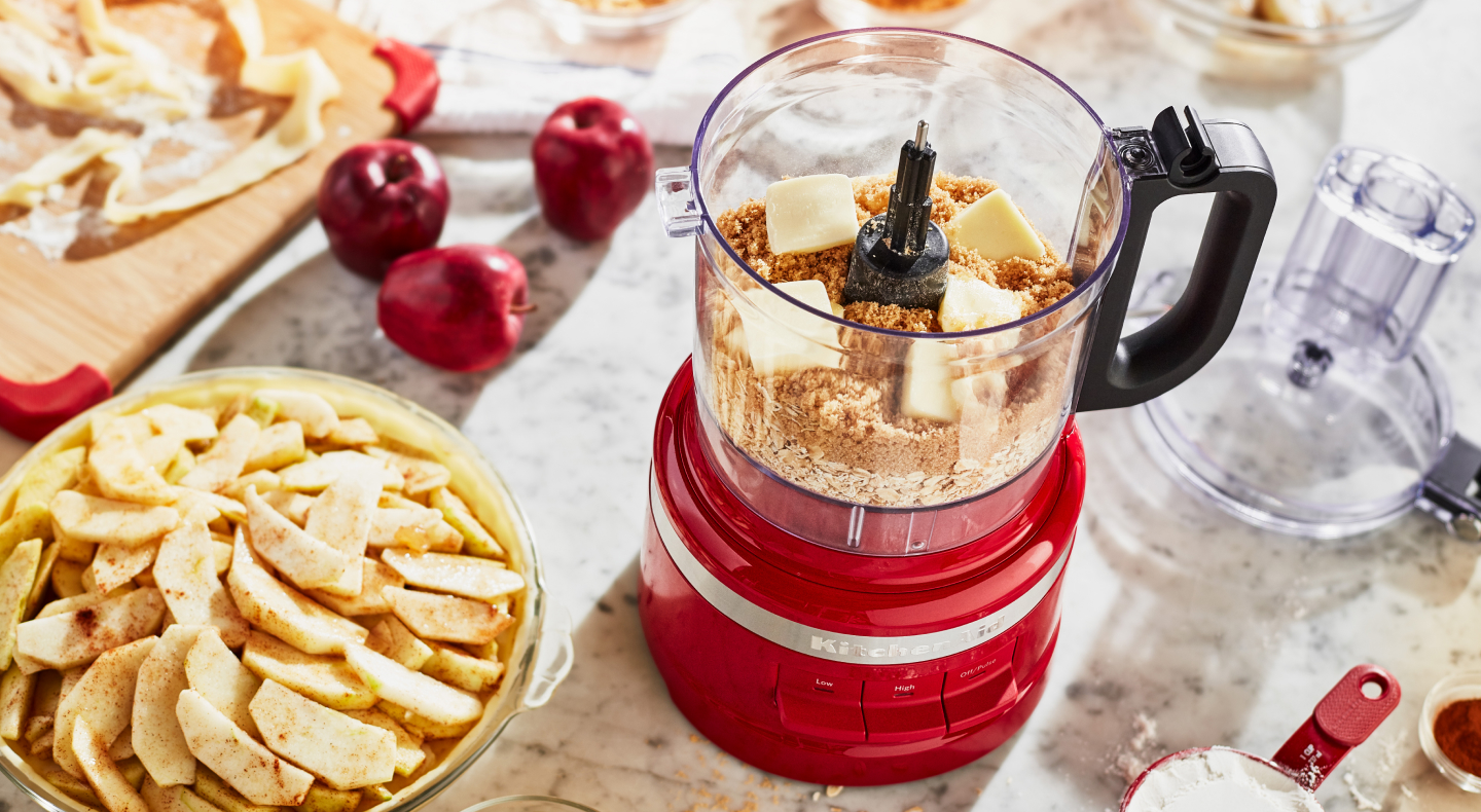 Ingredients being processed in KitchenAid® food processor